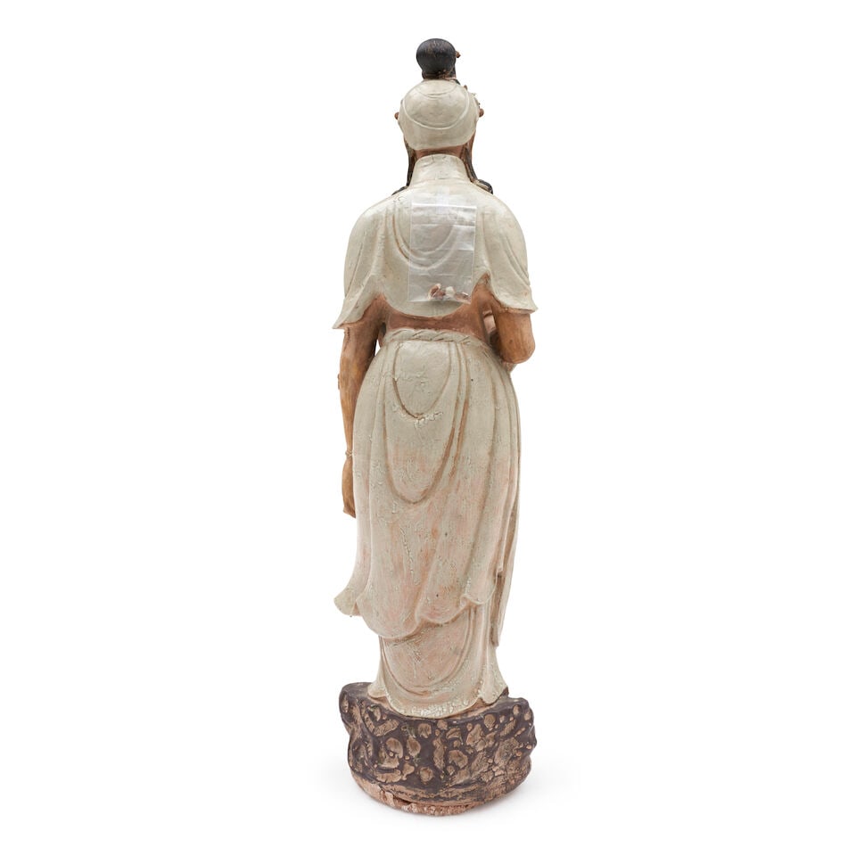 A Celadon Glazed Pottery Statue of Guanyin China, 20th century, - 2