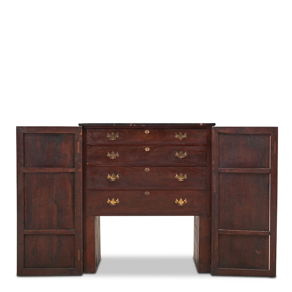 An Assembled Hardwood Cabinet With Four Carved Chinese Panels 19th century, - 4