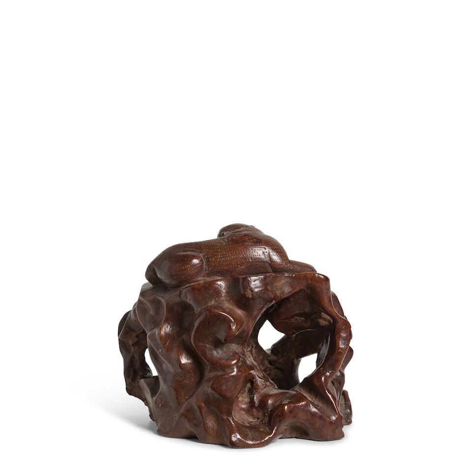 A Rootwood Carving of a Tiger on Rockwork China, 18th century, - 2