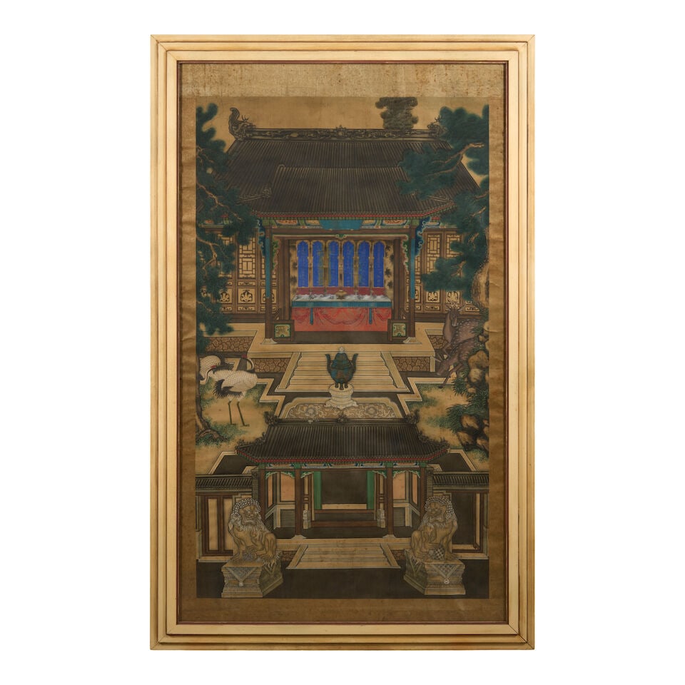 A Framed Painting Depicting an Ancestral Altar China, 19th century, - 2