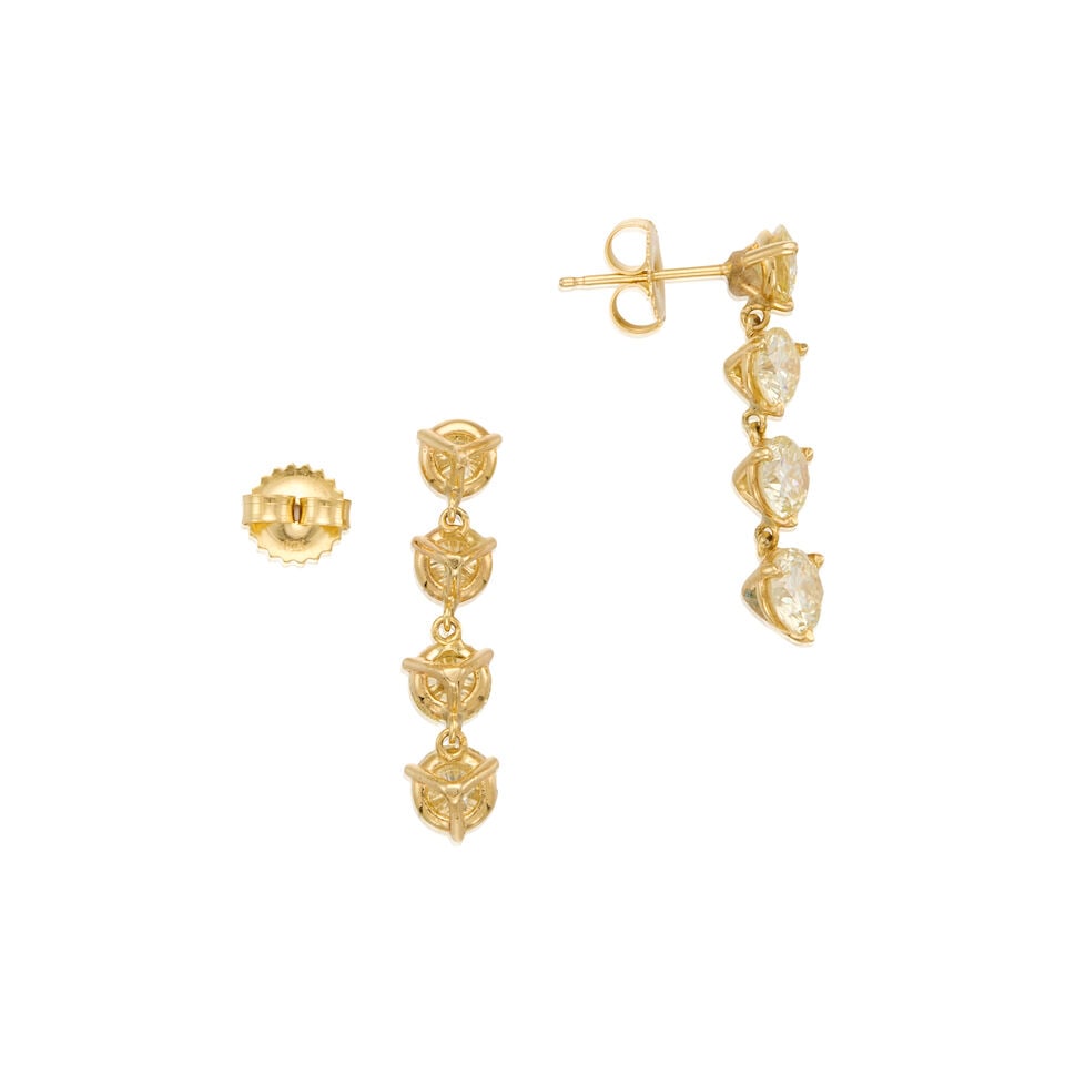 14K YELLOW GOLD AND DIAMOND EARRINGS - 2