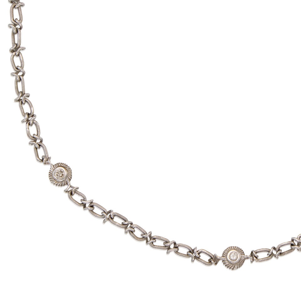 14K WHITE GOLD AND DIAMOND NECKLACE - 2