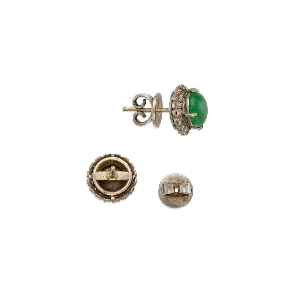 PAIR OF JADE AND DIAMOND EARRINGS WITH GIA REPORT - 2