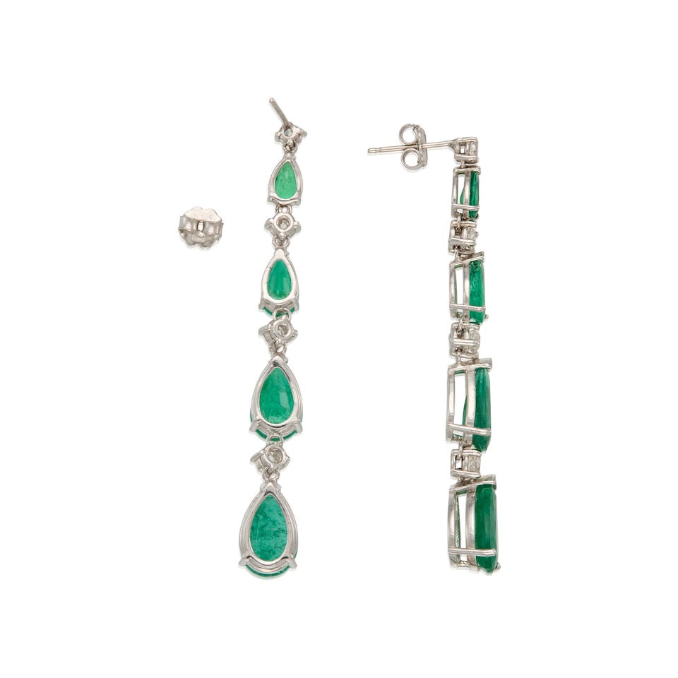 14K WHITE GOLD, EMERALD AND DIAMOND EARRINGS WITH GIA REPORT - 2