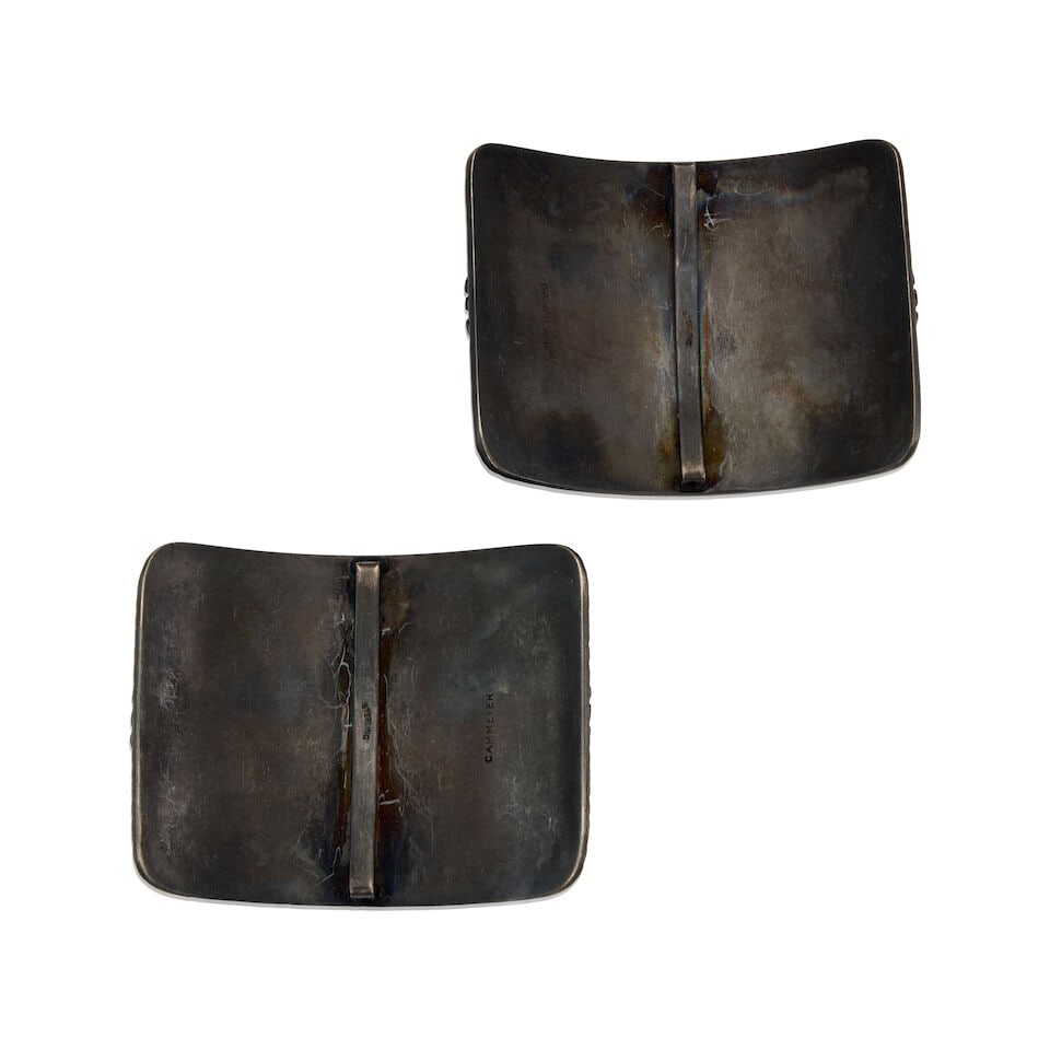 TWO SILVER AND JADE BUCKLES WITH GIA REPORT - 2