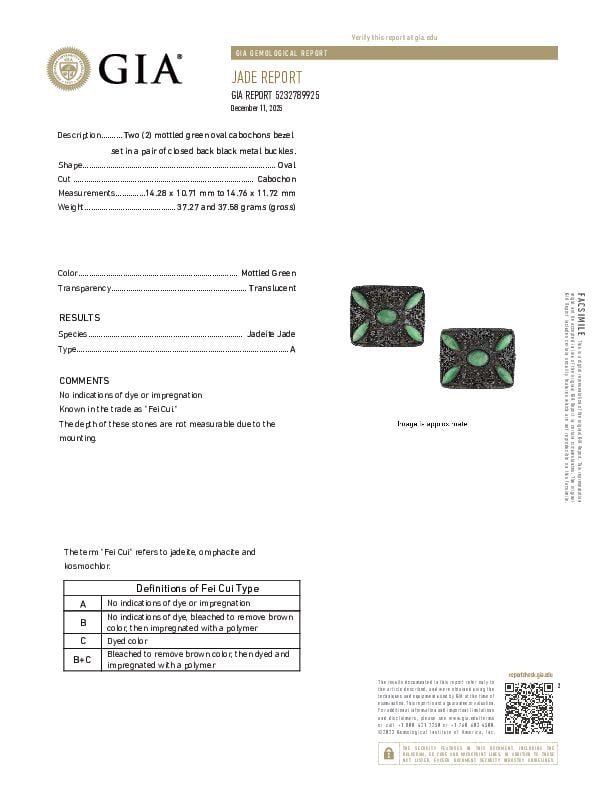 TWO SILVER AND JADE BUCKLES WITH GIA REPORT - 3