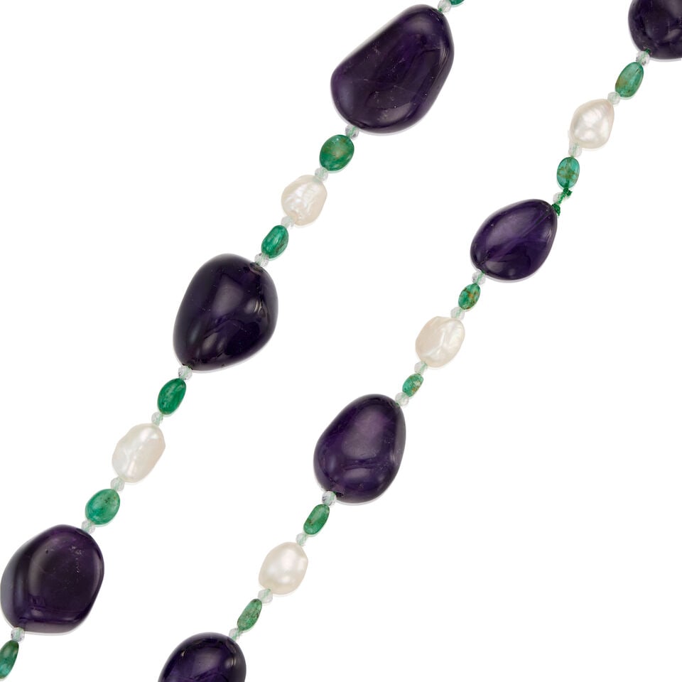 GEM SET AND CULTURED PEARL NECKLACE - 2