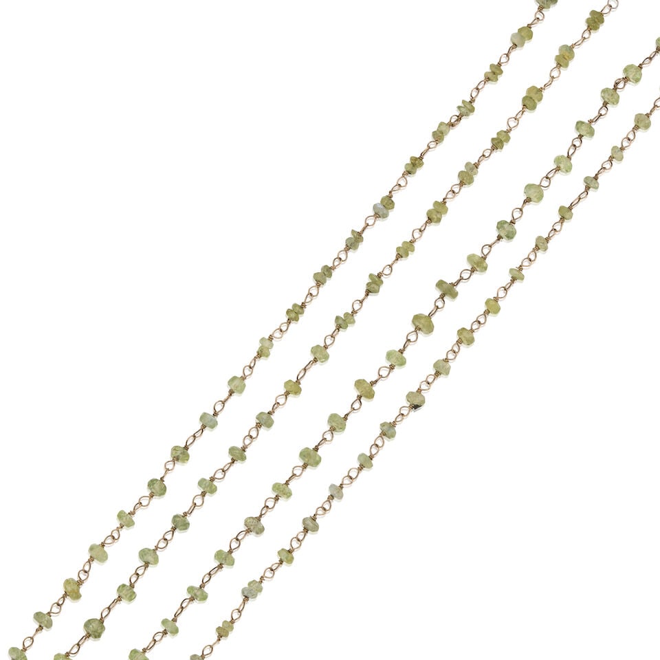 14K WHITE GOLD AND CHRYSOBERYL BEAD NECKLACE - 2