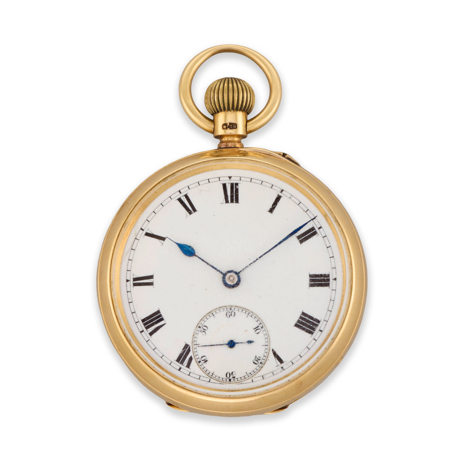 An 18K gold keyless wind open face pocket watch Chester Hallmark for 1908 (1 of 1)