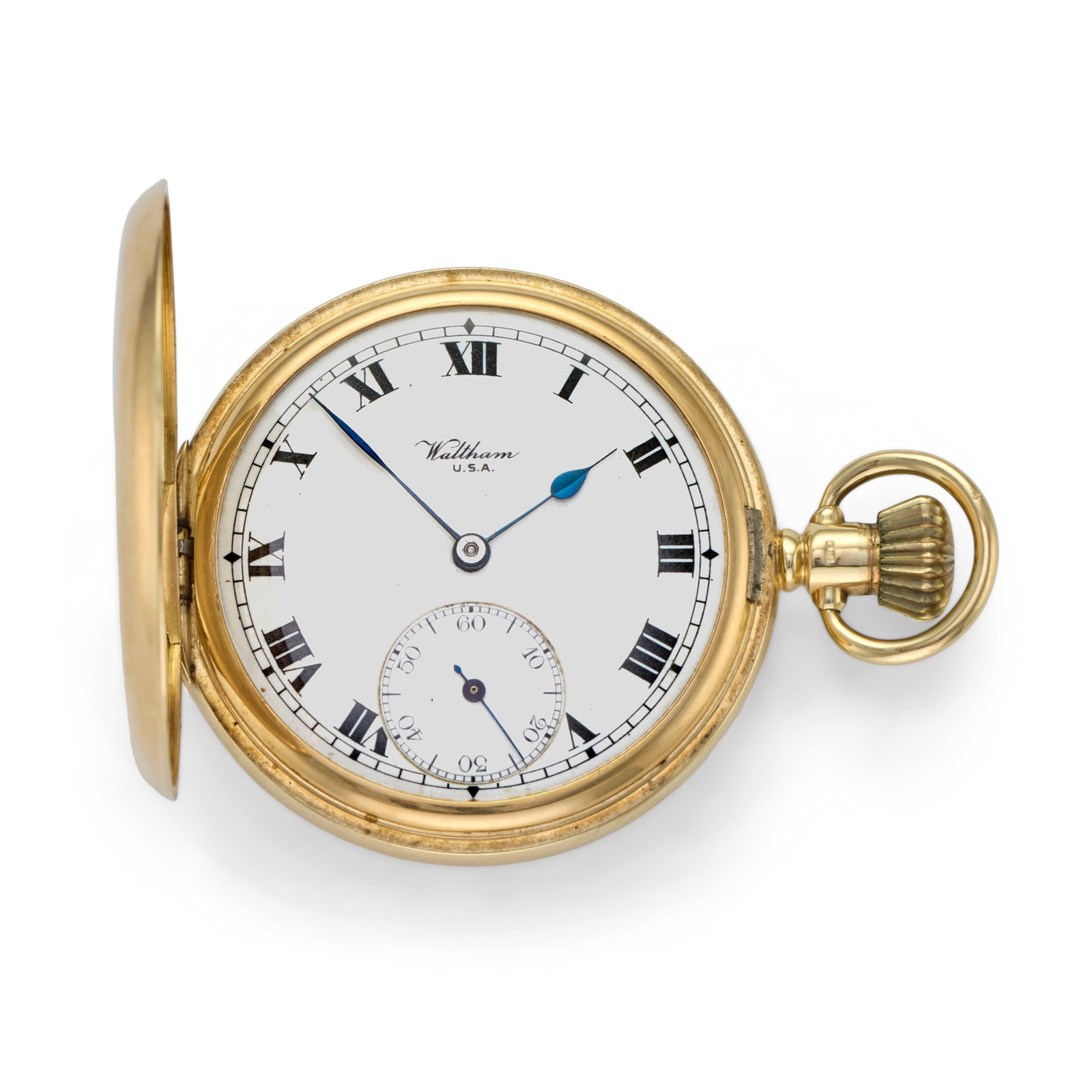 Waltham. An 18K gold keyless wind full hunter pocket watch Birmingham Hallmark for 1919 (1 of 1)
