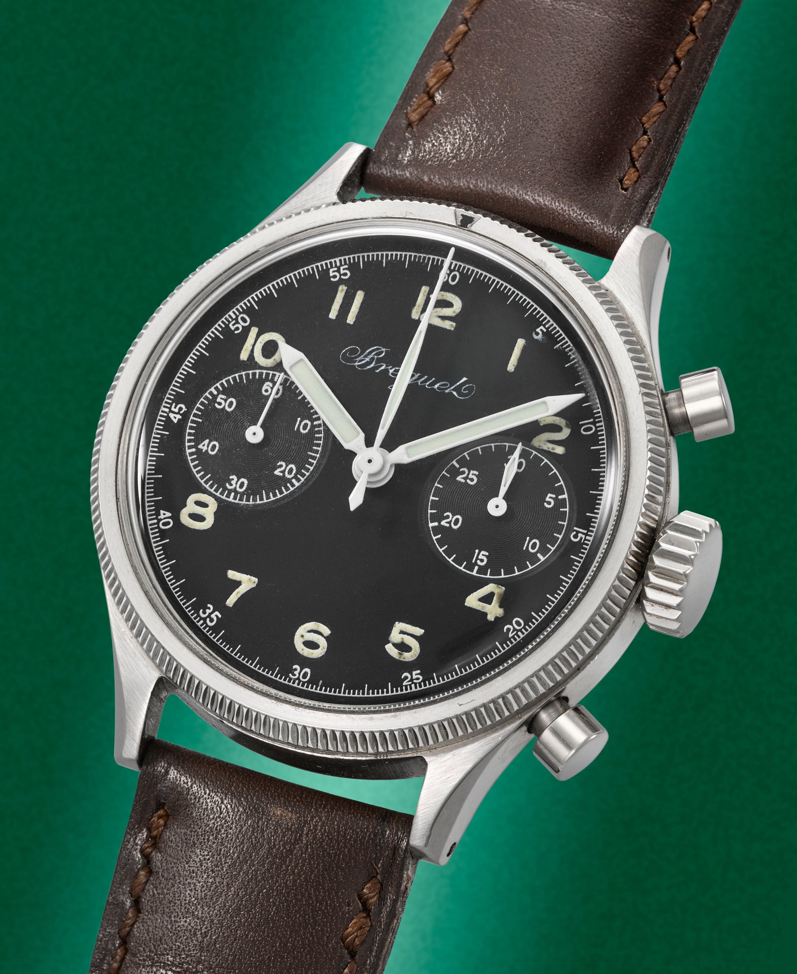 Breguet. A rare stainless steel manual wind flyback chronograph military wristwatch Type 20, Re... (1 of 1)