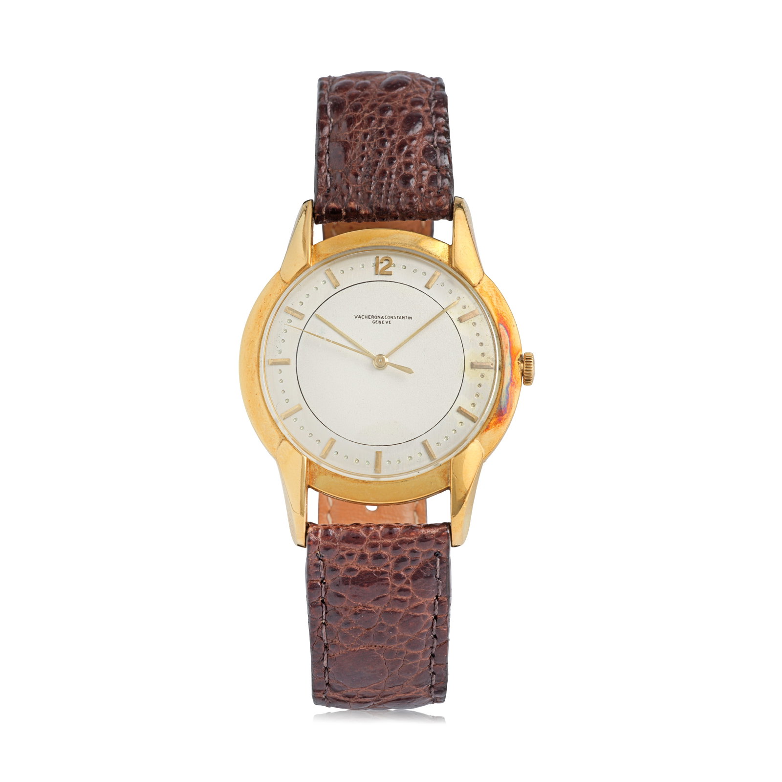 Vacheron Constantin. An 18K gold manual wind wristwatch Ref: 4627 , Circa 1950: Vacheron Constantin. An 18K gold manual wind wristwatch Reference: 4627 Date: Circa 1950 Movement: 17-jewel Cal.1002 manual wind, No.503523 Dial: Silvered, applied gilt baton hour markers, gilt pointe