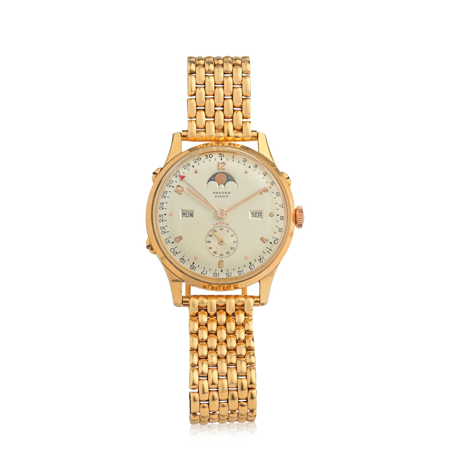 Record. An 18K gold bracelet triple calendar bracelet watch with moon phase Datofix, Ref: 1121,... (1 of 1)
