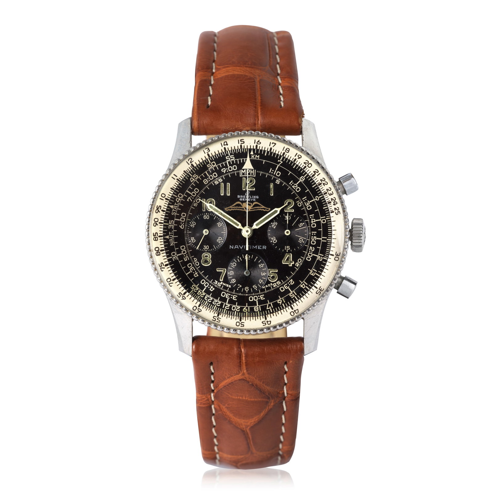 Breitling. A stainless steel manual wind chronograph wristwatch 'small pearls' Navitimer, Ref: ... (1 of 1)