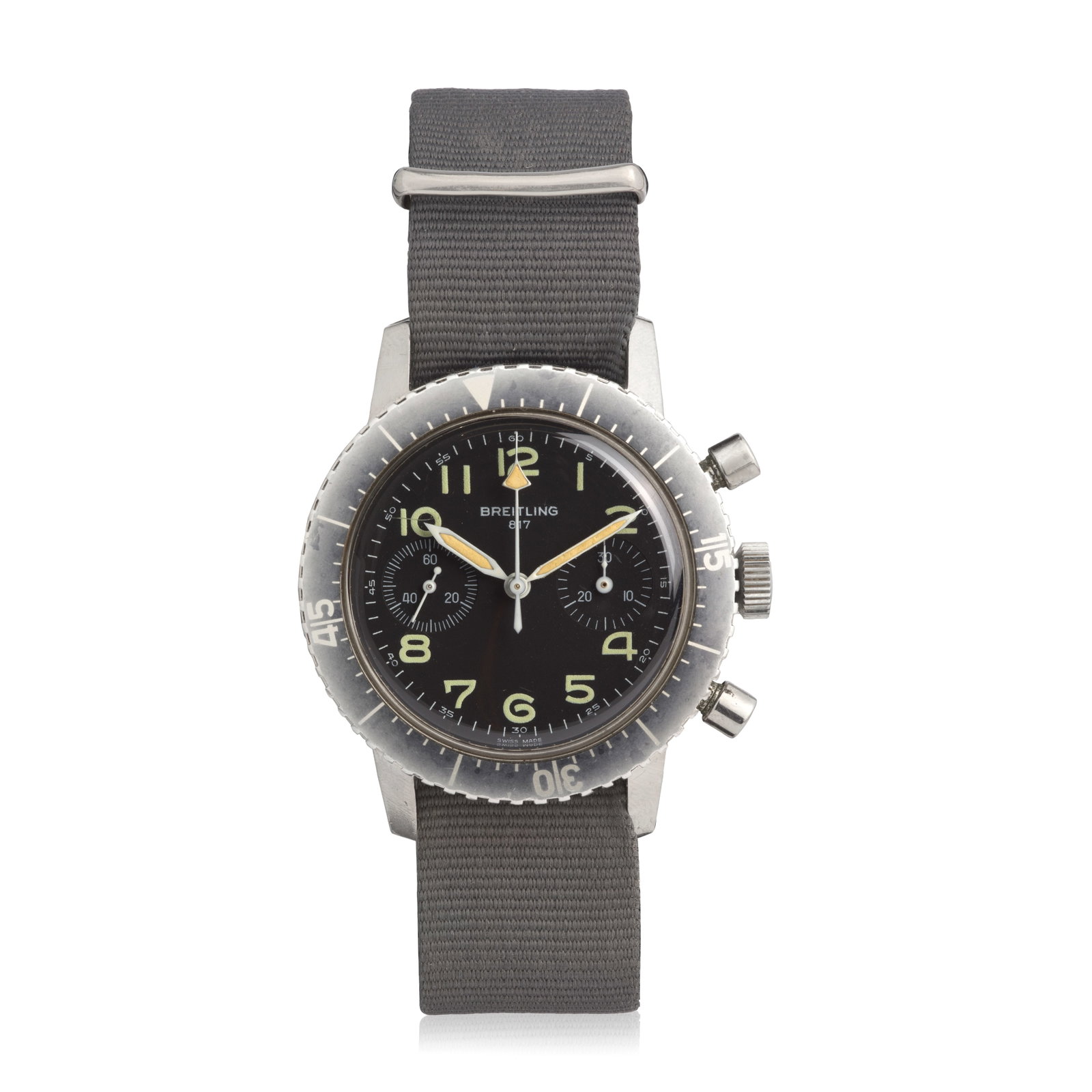 Breitling. A rare stainless steel military manual wind chronograph wristwatch made for the Itali... (1 of 1)