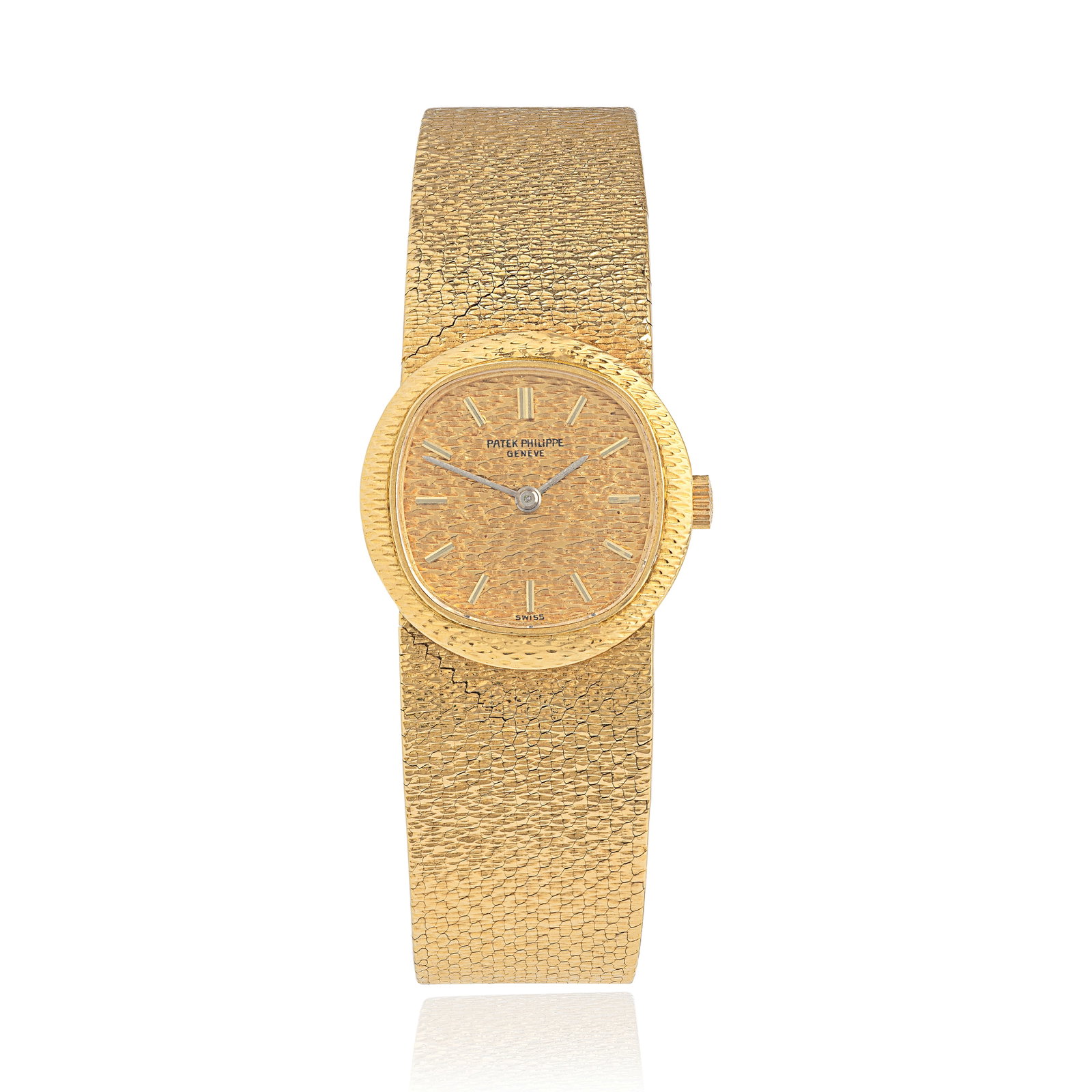 Patek Philippe. A lady's 18K gold manual wind oval bracelet watch with textured dial Ellipse, R... (1 of 1)