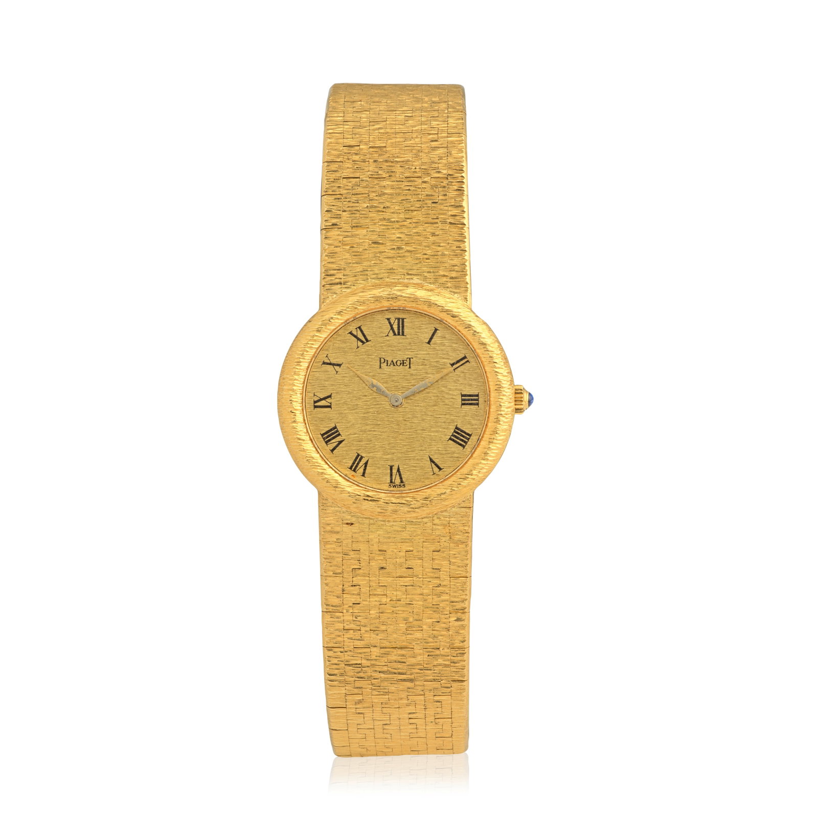 Piaget. A lady's 18K gold manual wind bracelet watch Ref: 9040 A6, Birmingham Import mark for 1972: Piaget. A lady's 18K gold manual wind bracelet watch Reference: 9040 A6 Date: Birmingham Import mark for 1972 Movement: 18-jewel Cal.9P1 manual wind, adjusted to 5 positions and temperature, No.727685