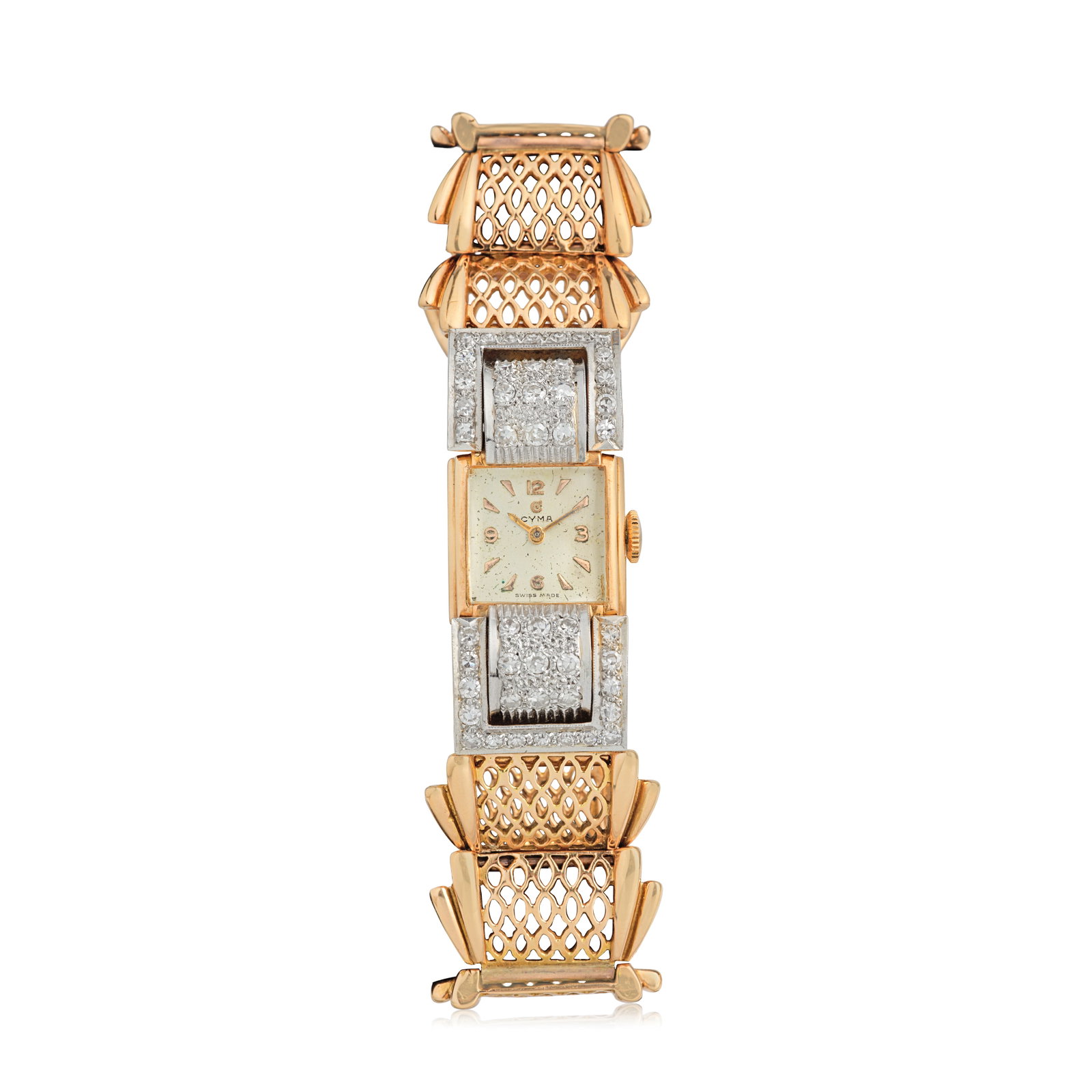 Cyma. A lady's 9K gold and diamond set bracelet watch Circa 1960 and later (1 of 1)