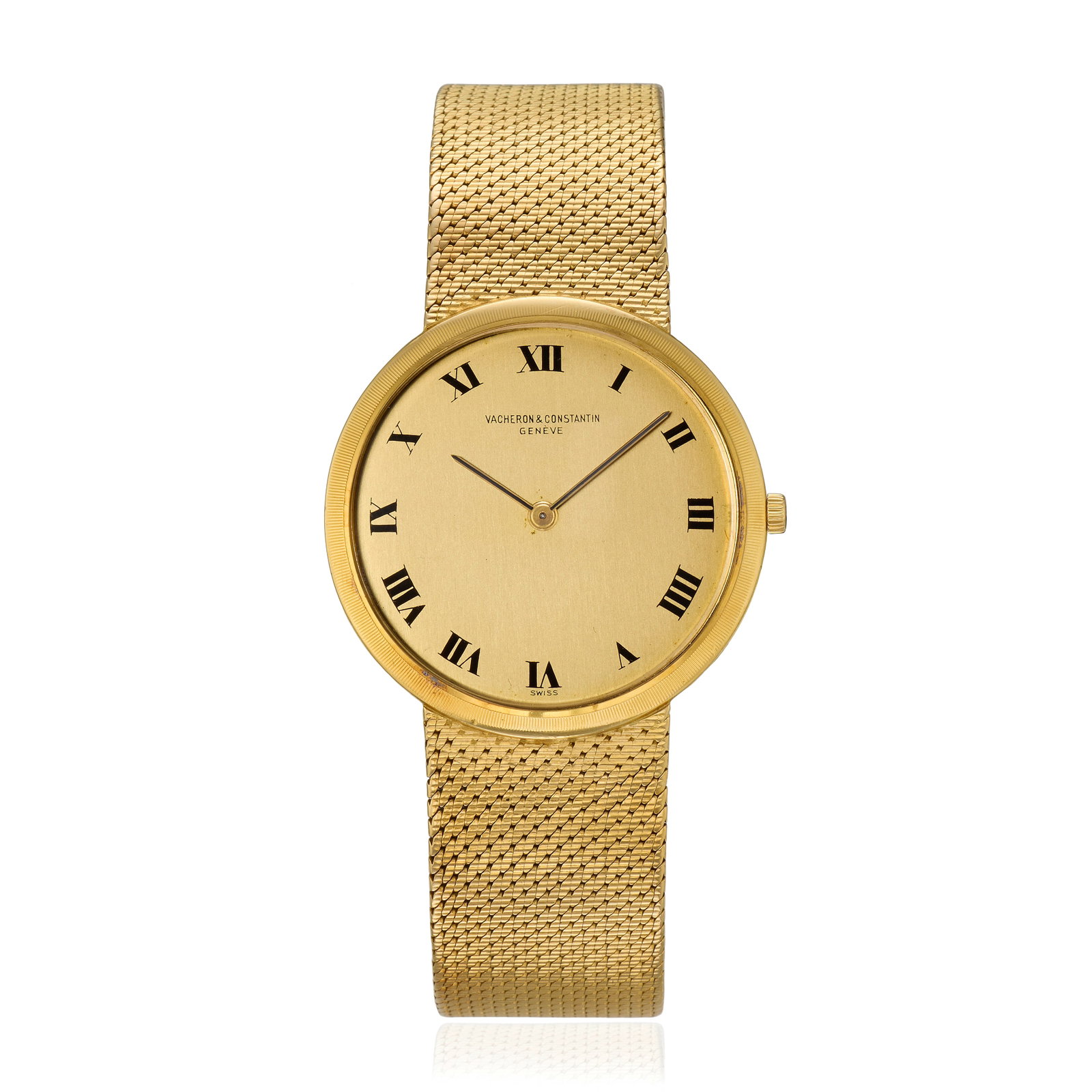 Vacheron & Constantin. A slim 18K gold manual wind bracelet watch Ref: 6352, London Import mark ...: Vacheron & Constantin. A slim 18K gold manual wind bracelet watch Reference: 6352 Date: London Import mark for 1969 Movement: 17-jewel Cal.1003 manual wind, stamped with the Seal of Geneva, No.616153 