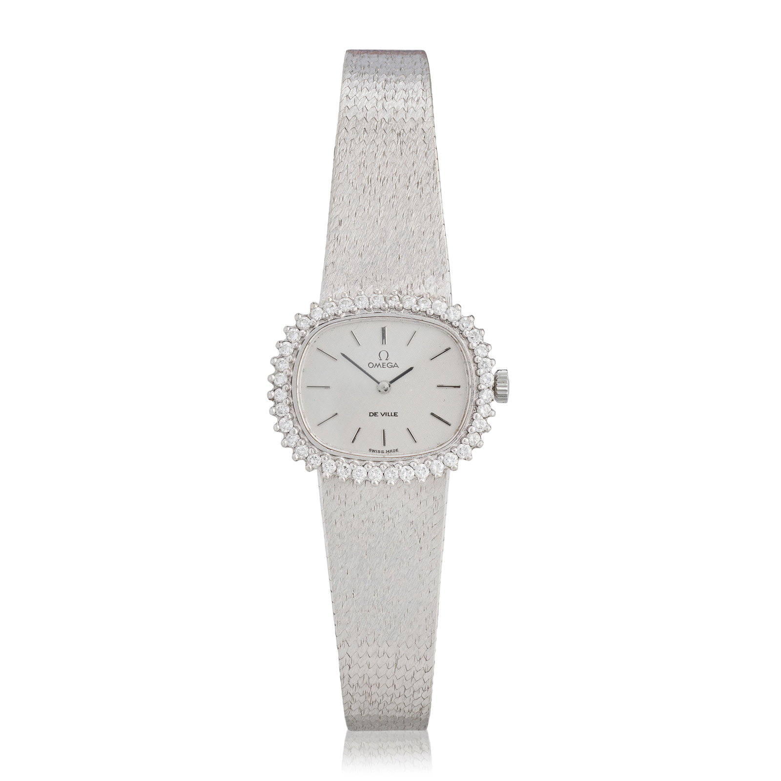 Omega. A lady's 18K white gold diamond set manual wind bracelet watch De Ville, London Import M... (1 of 1)