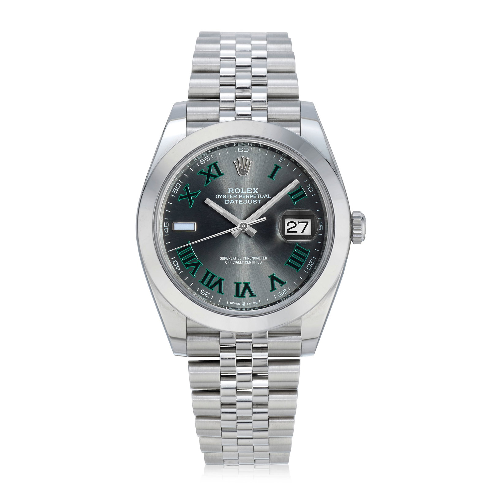 Rolex. A stainless steel automatic calendar bracelet watch Datejust 41 Wimbledon, Ref: M126300,... (1 of 1)
