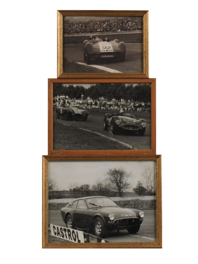 Nine framed photographs of Archie Scott Brown and racing Listers, 1950s, From the Brian Lister ... - 2