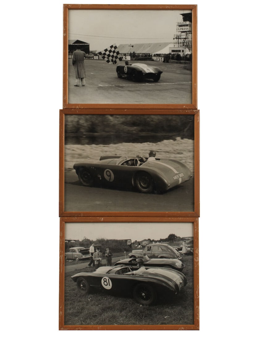 Nine framed photographs of Archie Scott Brown and racing Listers, 1950s, From the Brian Lister ... - 3