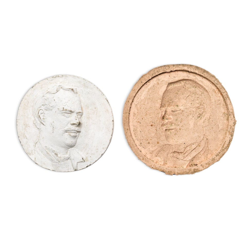 The original mould and a plaster cast for the Archie Scott Brown memorial bronze plaque at the S... - 2