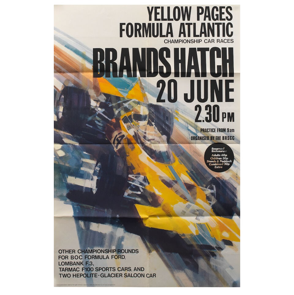 Four Brand Hatch single seater race posters, with artwork after Dexter Brown, ((4)) (1 of 1)