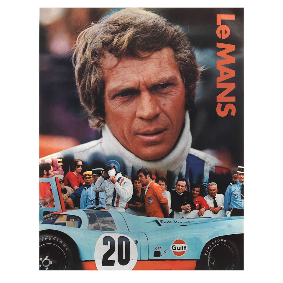 An original Steve McQueen Le Mans poster by Cinema Centre Films,: An original Steve McQueen Le Mans poster by Cinema Centre Films, 56 x 43.2cm, printed 'SP-12988' and '© 1971 Cinema Center Films' to lower edge. For further information on this lot please visit B
