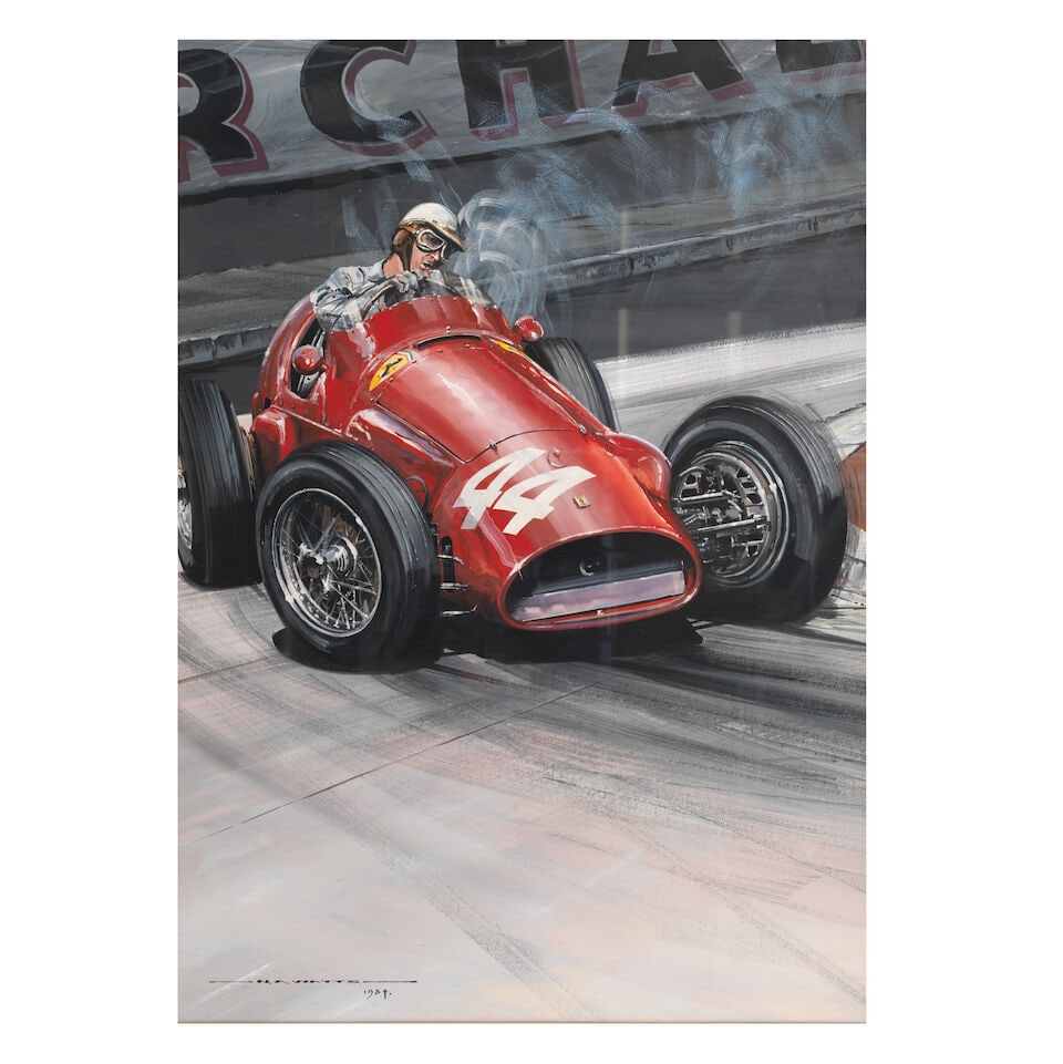Nicholas Watts (British, 1947-), an original artwork 'Trintignant and Ferrari at Monaco 1955' (1 of 1)
