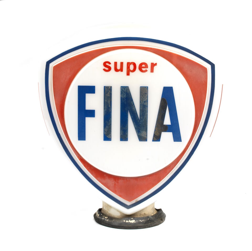 A Super Fina glass petrol pump globe by Hailware, - 2