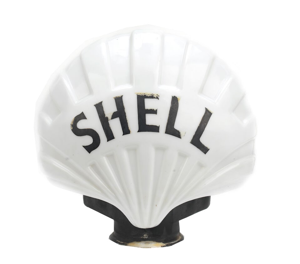 A 'fat' Shell glass petrol pump globe by Webb's Crystal Glass Co Ltd, (1 of 2)