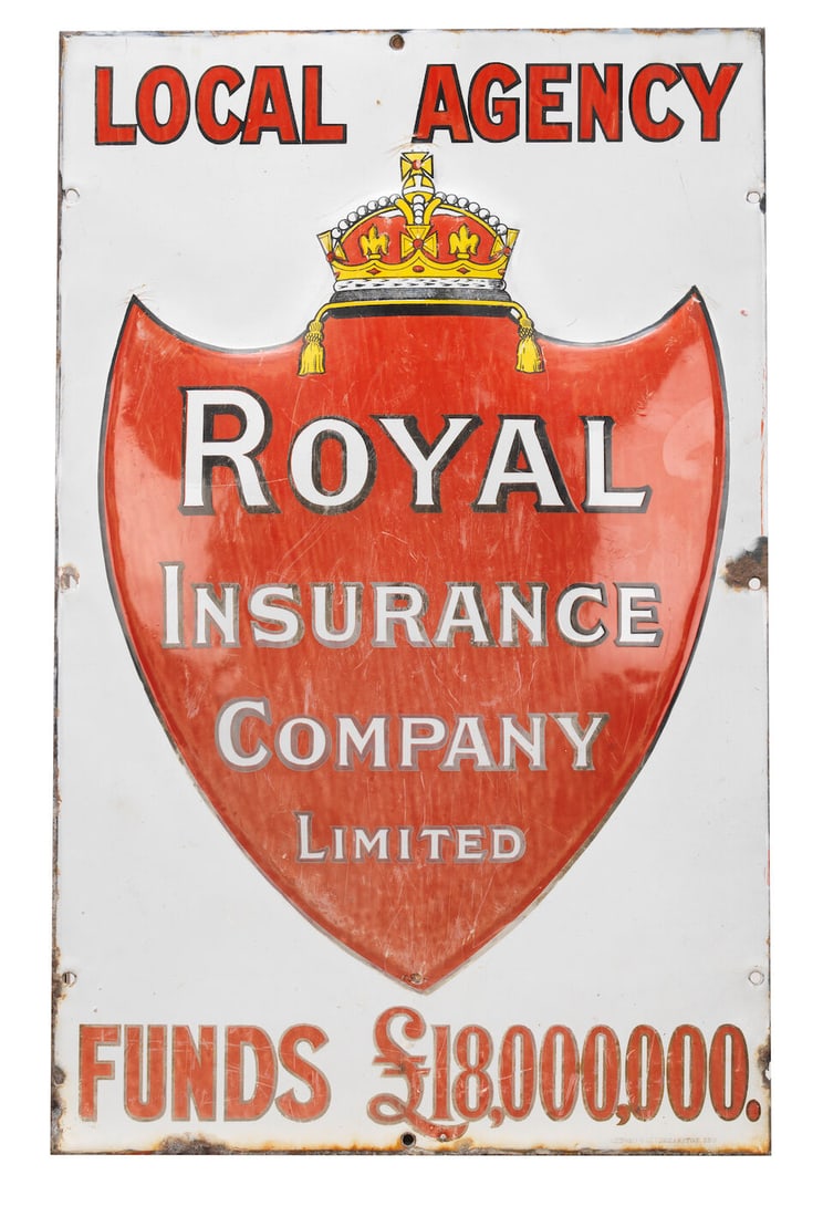 A Royal Insurance Company Limited 'Local Agency' enamel sign, (1 of 1)