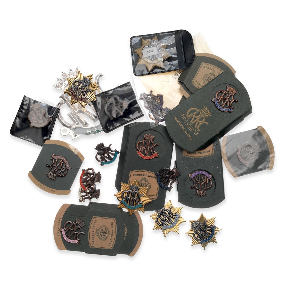 A quantity of GRRC and other Goodwood event badges, lapels and collectibles, ((Qty)): A quantity of GRRC and other Goodwood event badges, lapels and collectibles, mainly from 2000s, including two cased and boxed medals for Goodwood Motor Circuit 60th Anniversary, and GRRC 20 Year Membe
