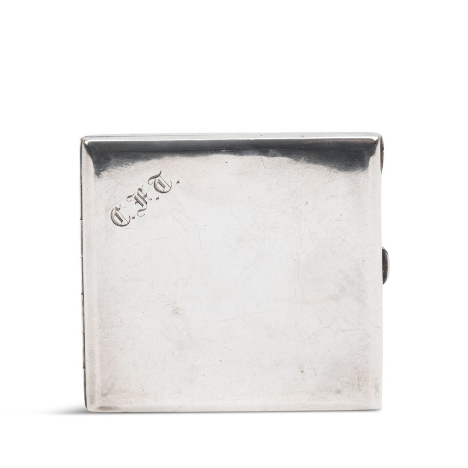 A silver cigarette case presented to British Champion C F Temple, 1921, - 2