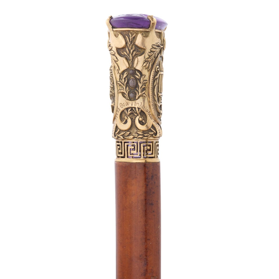AN ITALIAN AMETHYST INSET 18K GOLD CANEMade for Prince Stanislaw Poniatowski, Rome, circa 1811-1815 - 2