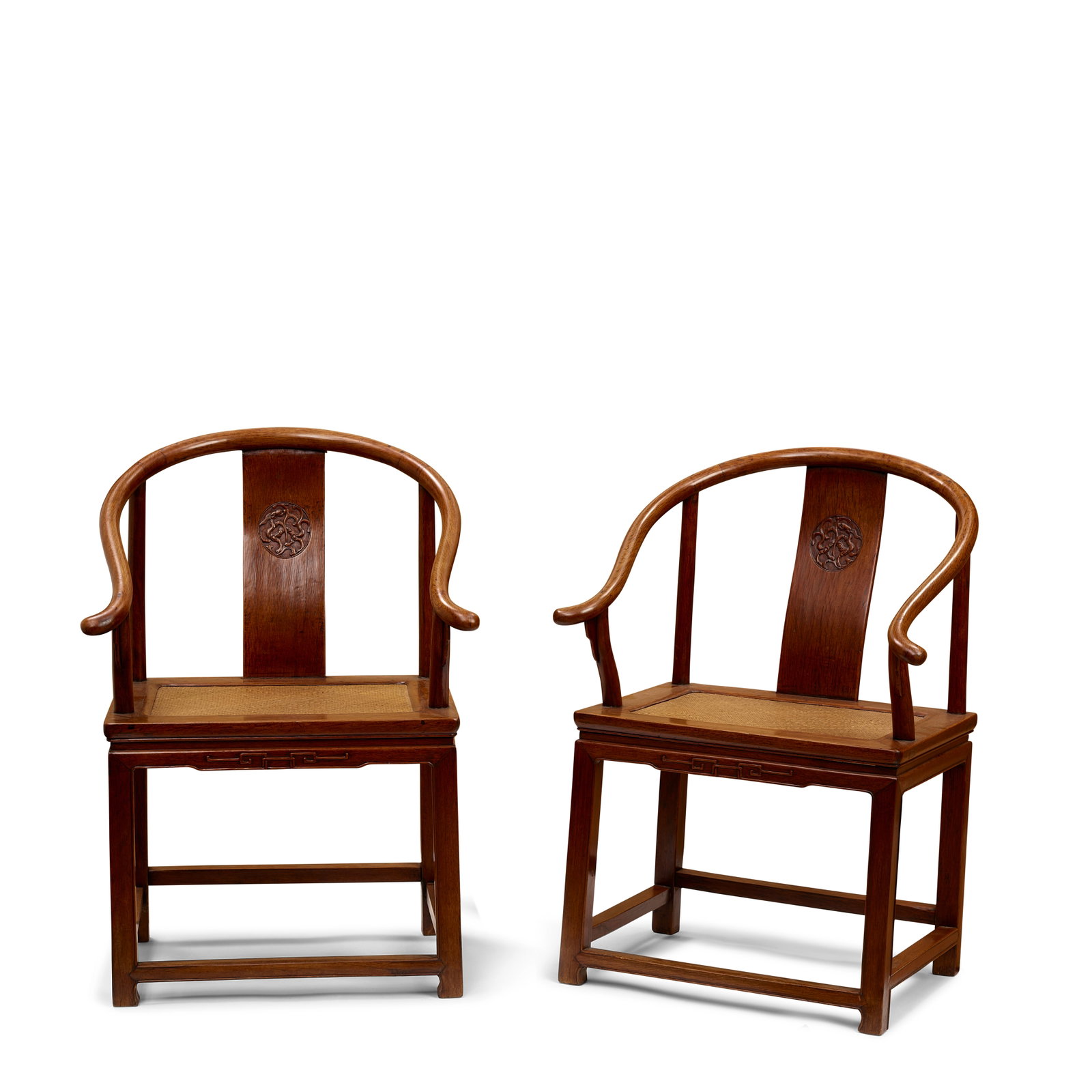 A PAIR OF HARDWOOD HORSESHOE BACK ARMCHAIRS 19th century (3) (1 of 1)
