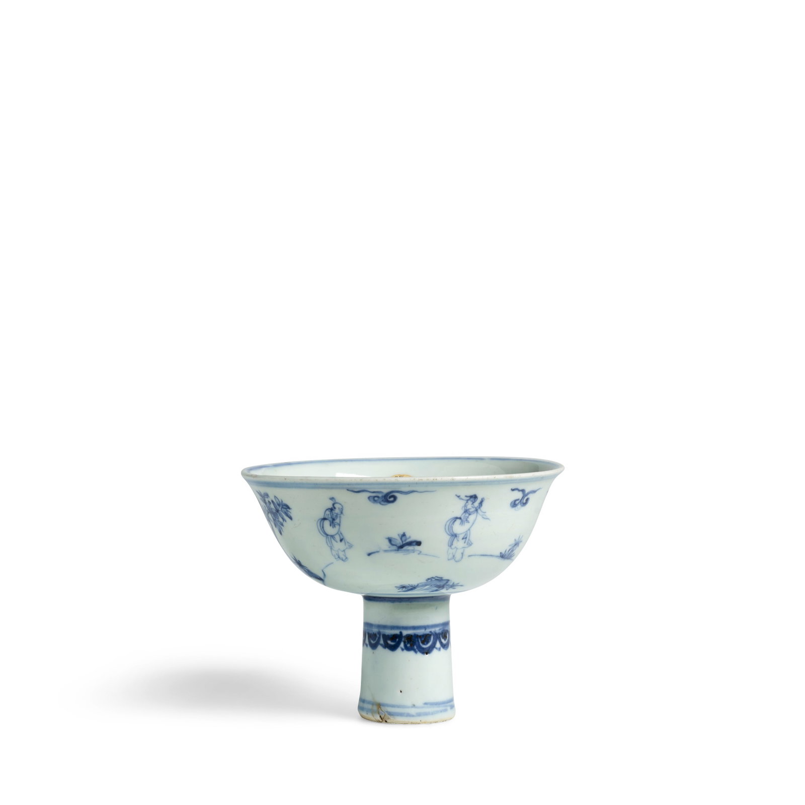 A RARE BLUE AND WHITE 'IMMORTALS' STEM BOWL Chenghua/Early Hongzhi period (1 of 1)