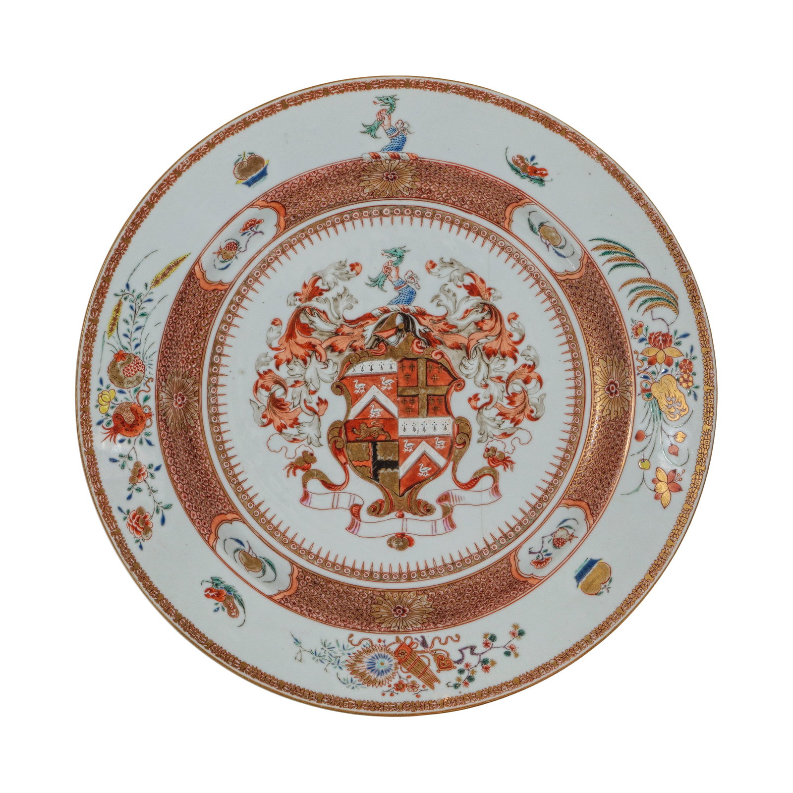 A FAMILLE-ROSE ARMORIAL CHARGER circa 1720 (1 of 1)