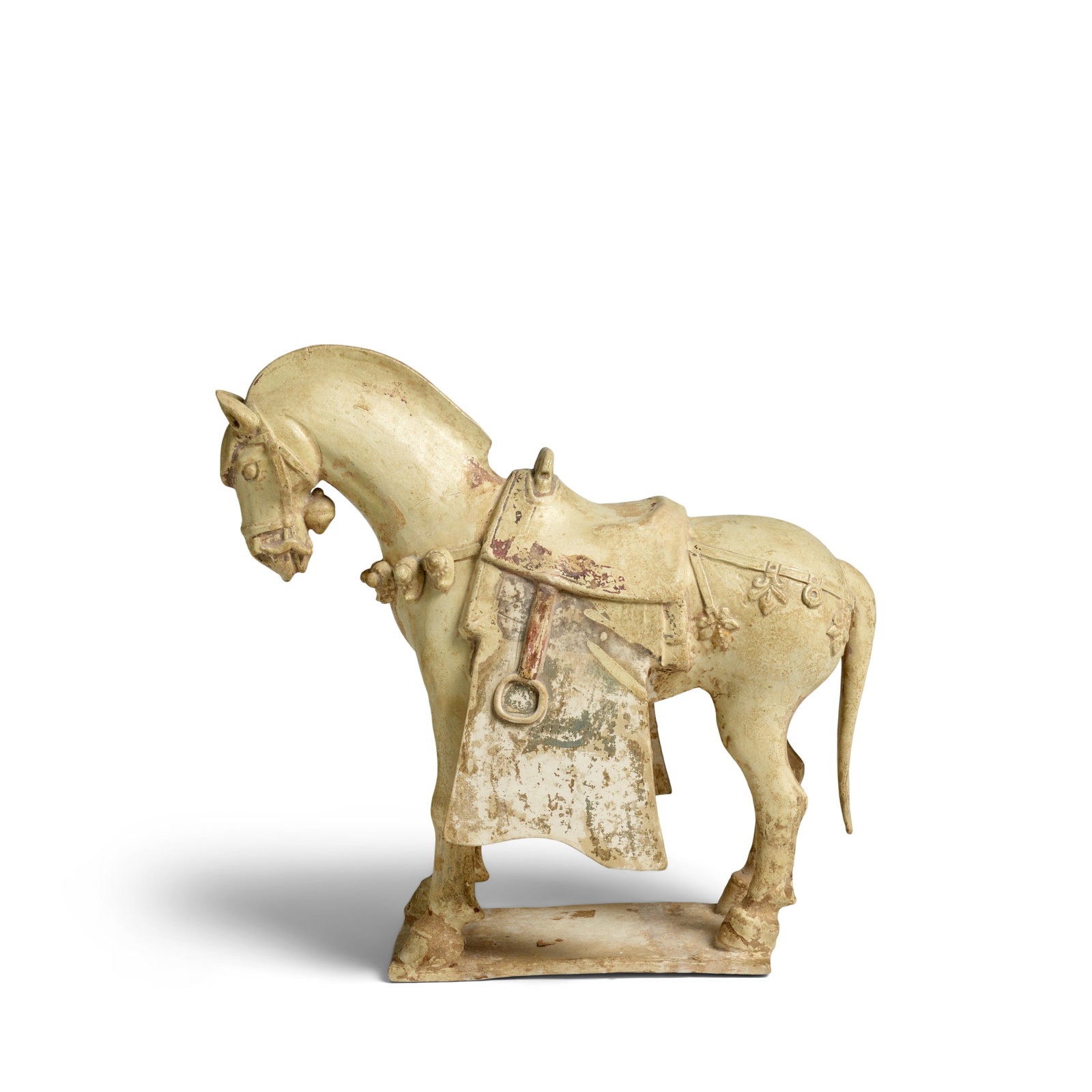 A STRAW-GLAZED POTTERY CAPARISONED HORSE Sui Dynasty (1 of 1)