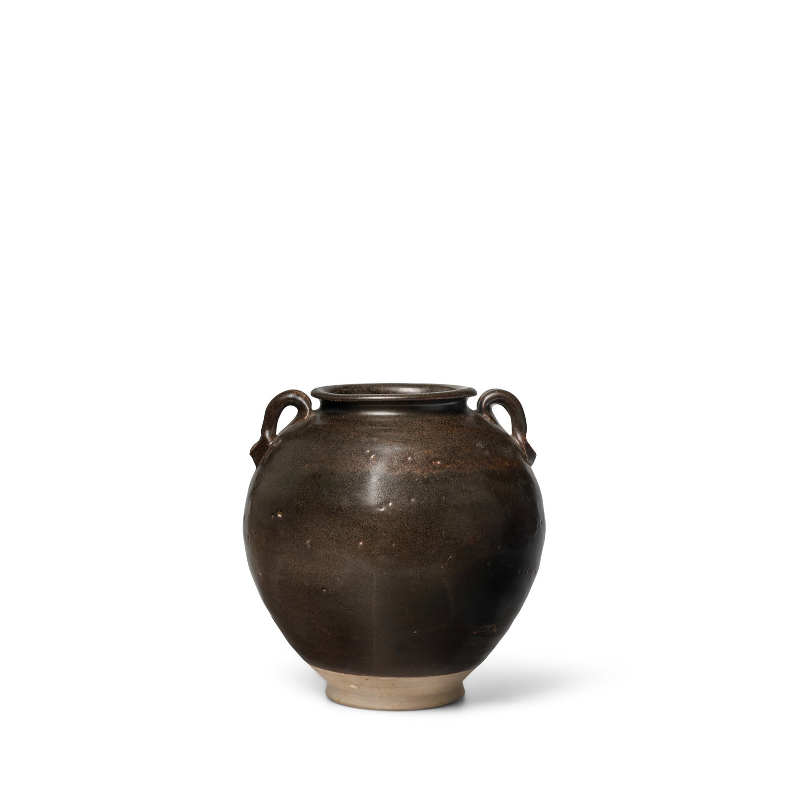 A BLACK-GLAZED POTTERY HANDLED JAR Tang Dynasty (1 of 1)