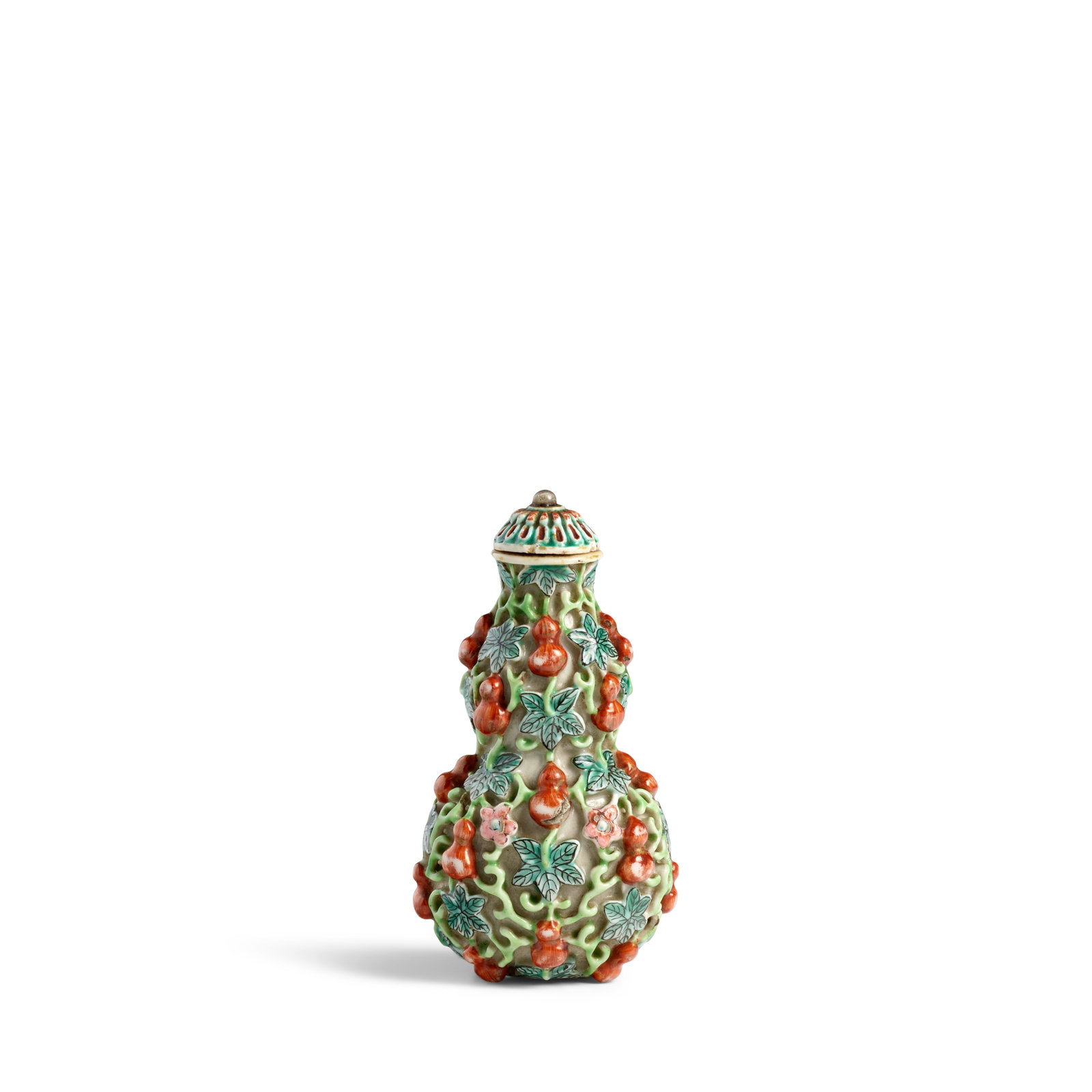 A RARE FAMILLE-ROSE DOUBLE-GOURD SNUFF BOTTLE Jiaqing four-character mark and of the period (179... (1 of 1)