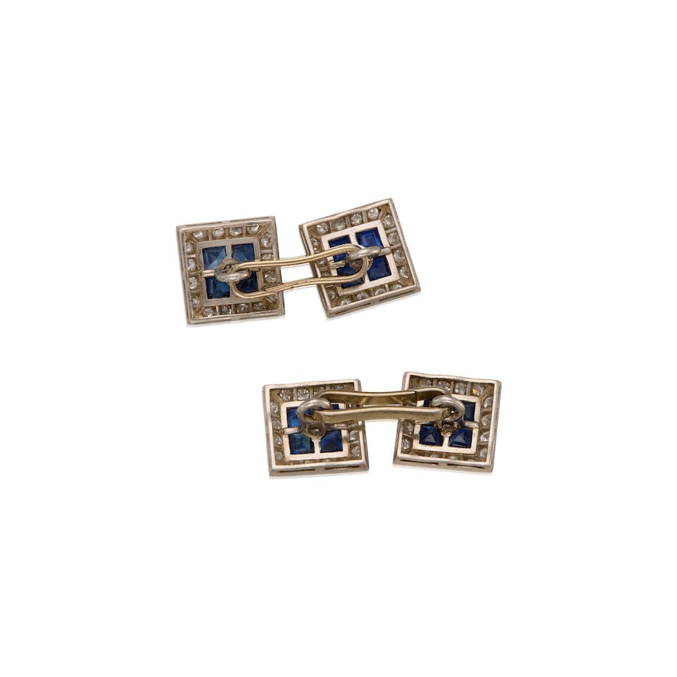 SAPPHIRE AND DIAMOND CUFFLINKS - 2