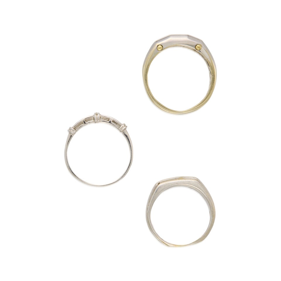 THREE 14K WHITE GOLD AND DIAMOND RINGS - 2