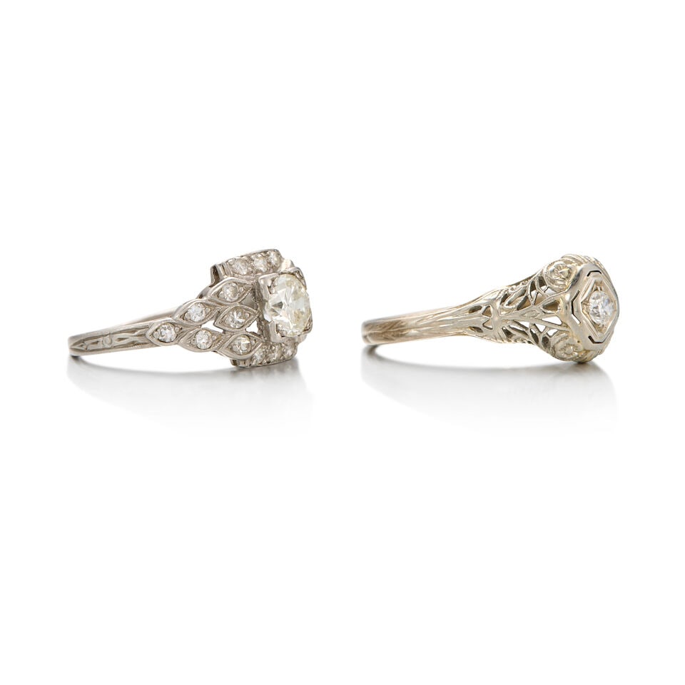 A GROUP OF DIAMOND RINGS - 2