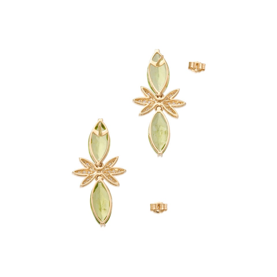 14K GOLD, PERIDOT AND DIAMOND EARRINGS - 2