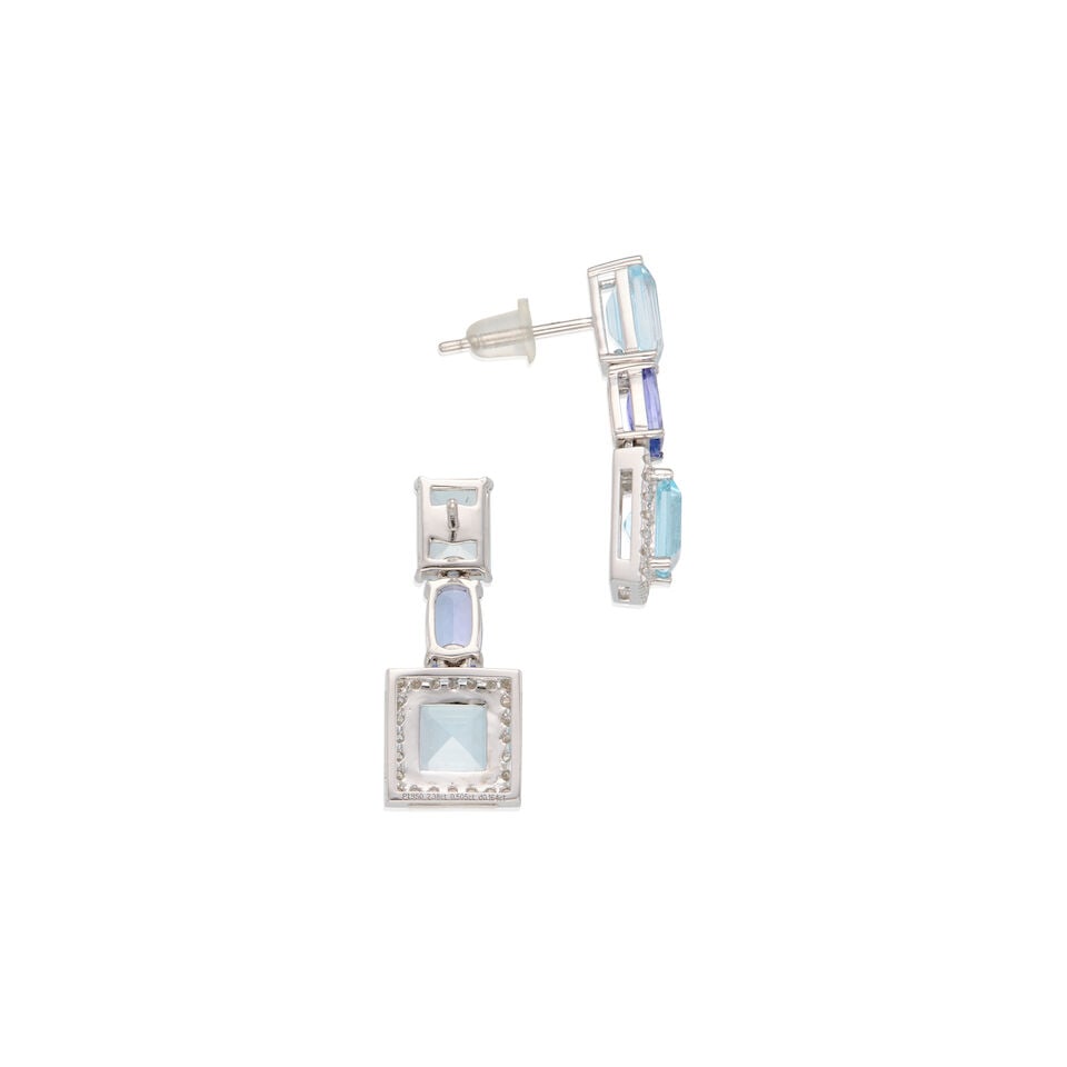 PLATINUM, TANZANITE, AQUAMARINE AND DIAMOND EARRINGS - 2