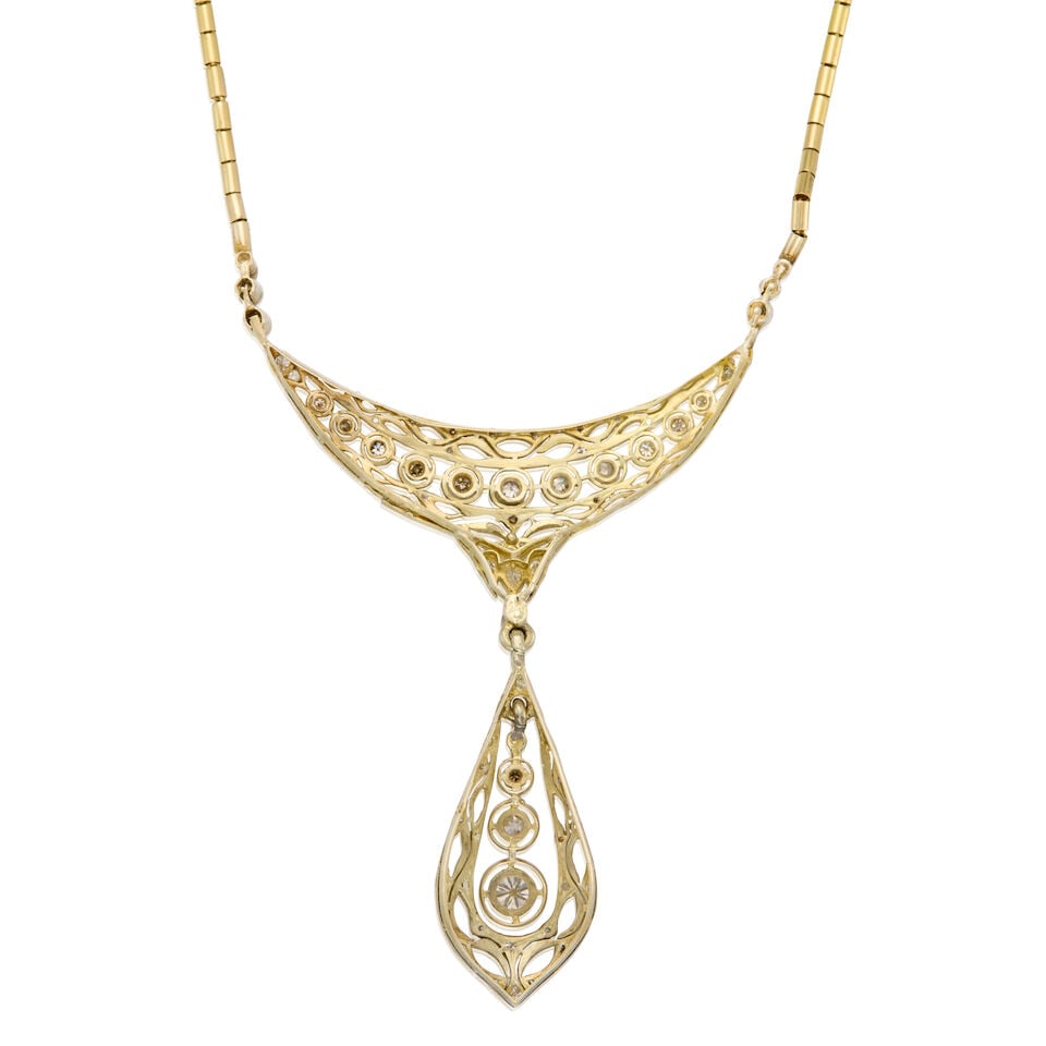 A GOLD, SILVER AND DIAMOND NECKLACE - 2