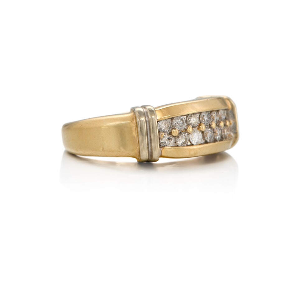 14K BICOLORED GOLD AND DIAMOND RING - 2
